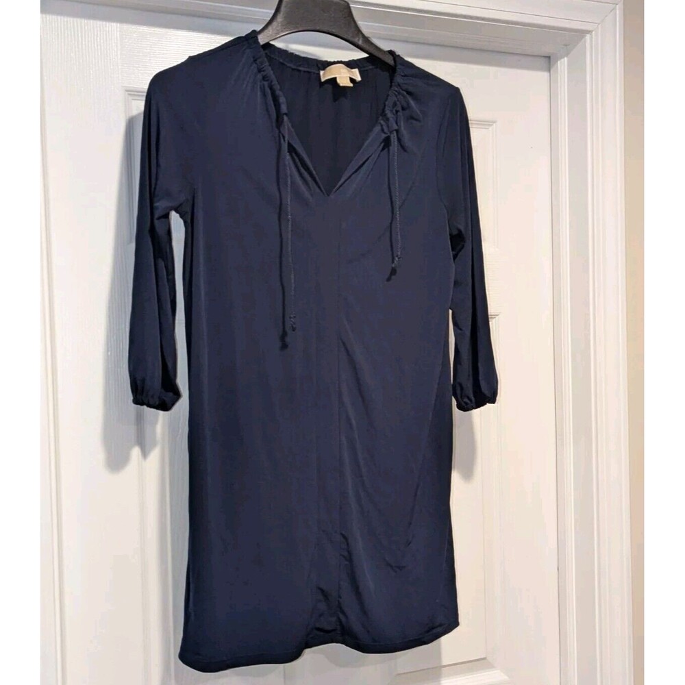 Quiet Luxury Navy‎ Shift Dress Michael Kors Minimalist Boho Festival Size XS